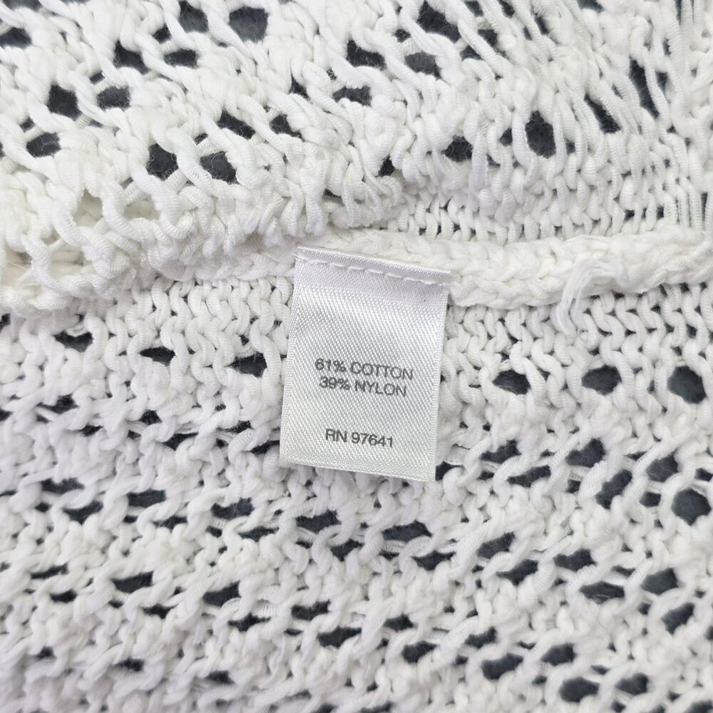 J Jill Sweater Womens XS S White Open Knit 3/4 Sleeve Pullover Cotton Blend Top - Picture 12 of 12